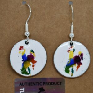 Shop Wyoming multicolored Cowboy on White Enameled Penny Earrings
