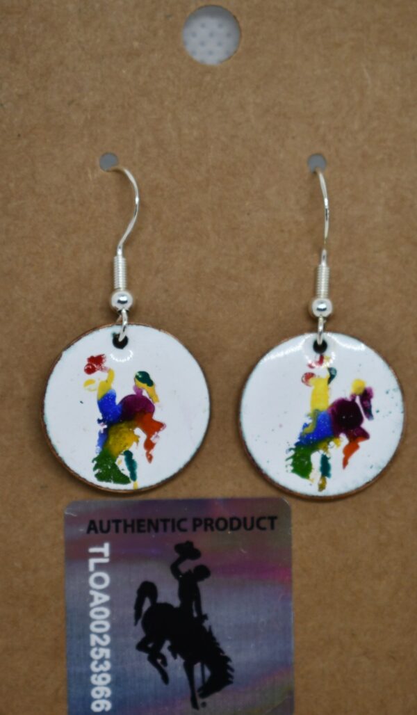 Shop Wyoming multicolored Cowboy on White Enameled Penny Earrings