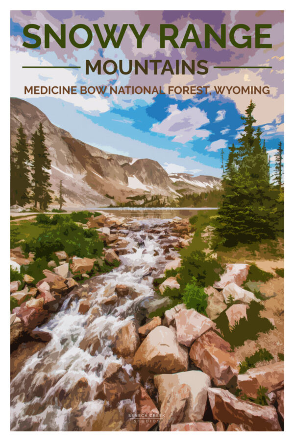 Shop Wyoming The Snowy Range Mountains, Medicine Bow National Forest 12×18 High Quality Poster Art Print – Original Artwork by Seneca Creek Studios