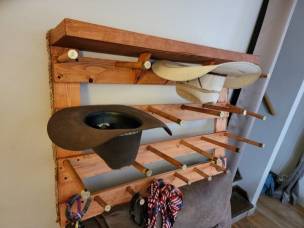 Shop Wyoming 9CWS – Cowboy Hat Rack with Shelf – 9 Cowboy Hat Rack