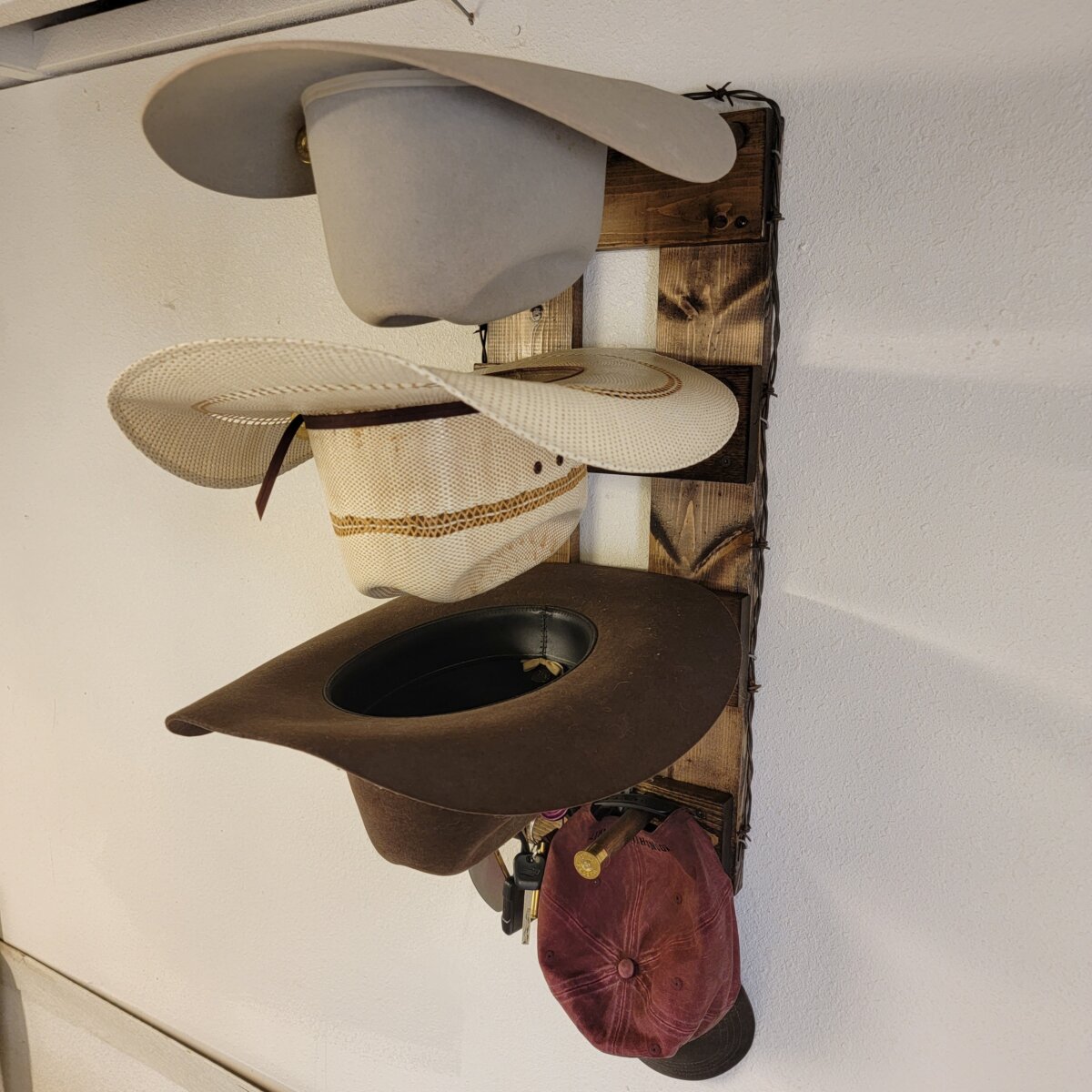 3V Cowboy Hat Rack 3 Hat Vertical Functional Western Decor Cowboy hat hanger rack for wall cowboy wooden display mothers day Easter