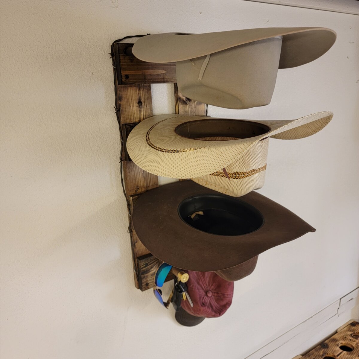 thumbnail image 2 of Tipsytree Cowboy Hat Rack – 6-Piece Wooden Wall Mount – Display For 1-6 Hats 2 of 4