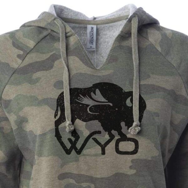 Shop Wyoming Women’s Camo Wyo Fly Bison Hooded Pullover