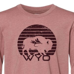 Shop Wyoming Sunset Bison Fly Youth Long Sleeve