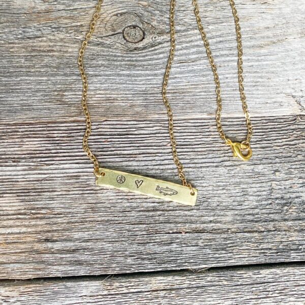 Shop Wyoming Peace, Love + Fishing Necklace