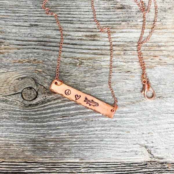 Shop Wyoming Peace, Love + Fishing Necklace