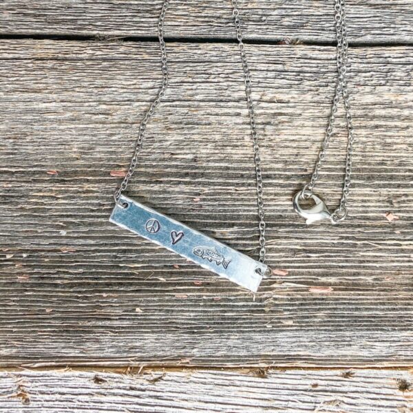 Shop Wyoming Peace, Love + Fishing Necklace