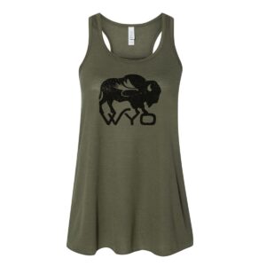 Shop Wyoming Women’s Bison Fly Flowy Racerback Tank