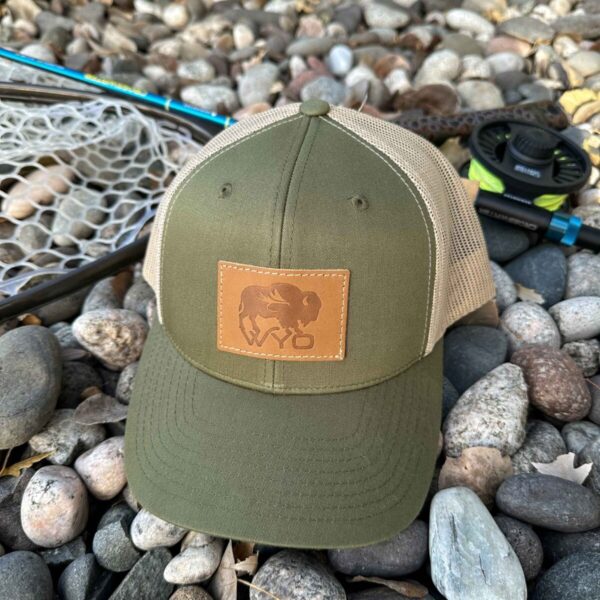 Shop Wyoming Wyo Fly Bison Leather Patch Hat
