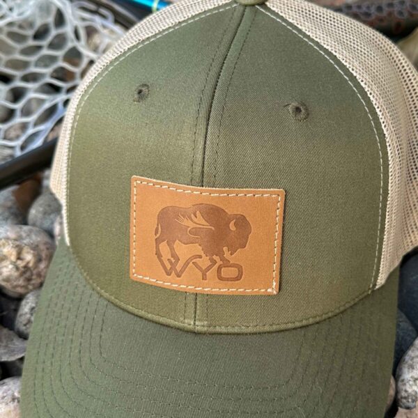 Shop Wyoming Wyo Fly Bison Leather Patch Hat