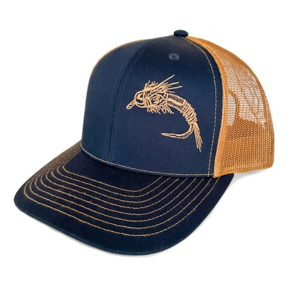 Shop Wyoming Nymph Design Trucker – Navy/Caramel