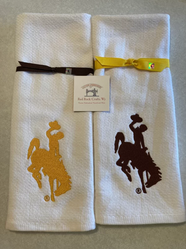 Shop Wyoming UWYO Terry Kitchen Towel Set Embroidered With Steamboat, University of Wyoming