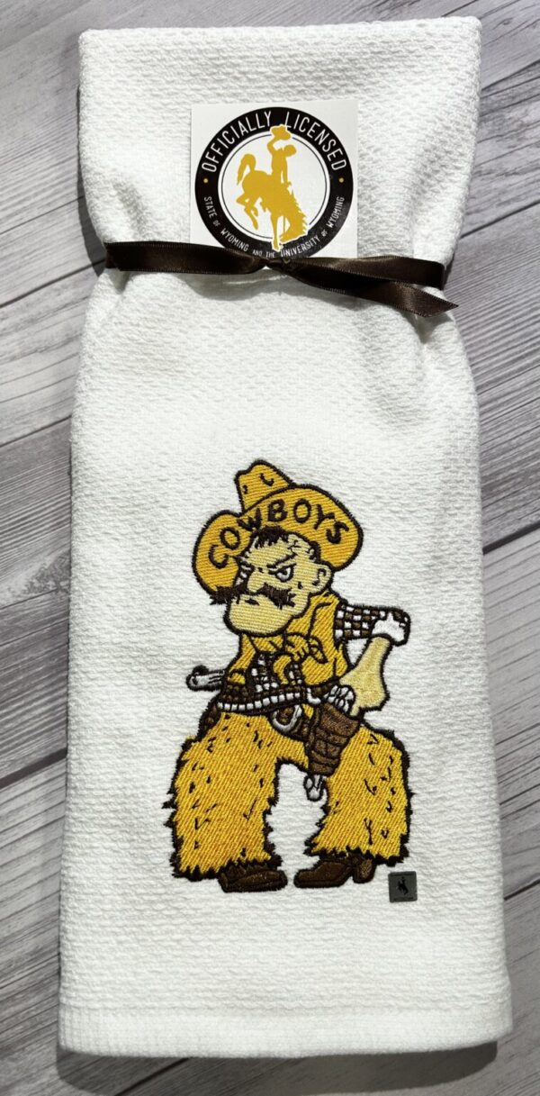 Shop Wyoming Cowboy Pete UWYO Kitchen Towel for University of Wyoming, Licensed Cotton Terry Towel