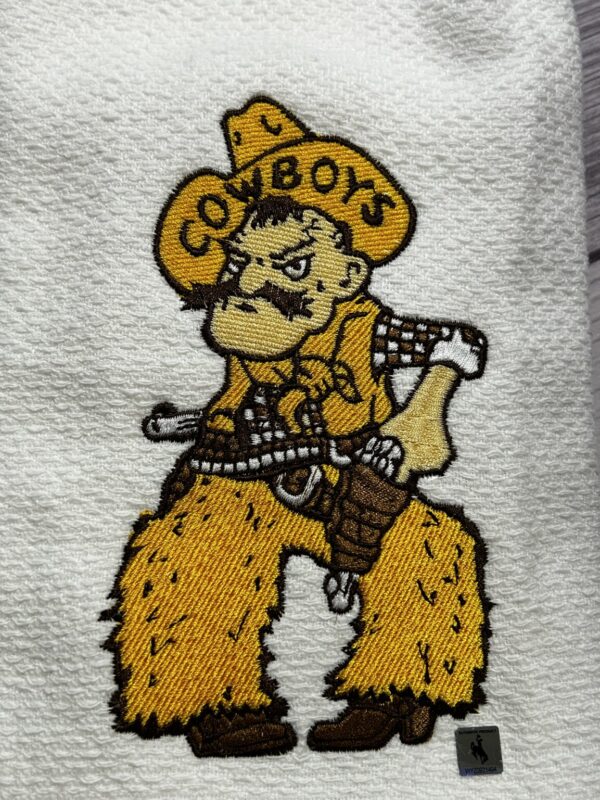 Shop Wyoming Cowboy Pete UWYO Kitchen Towel for University of Wyoming, Licensed Cotton Terry Towel