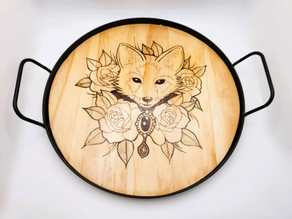 Shop Wyoming Wooden Serving Tray with Handles Beautiful Fox Design