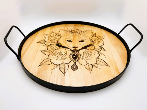 Shop Wyoming Wooden Serving Tray with Handles Beautiful Fox Design