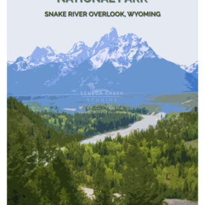 Shop Wyoming Grand Teton National Park, Snake River Overlook 12×18 High Quality Vintage Poster Art Print – Original Artwork