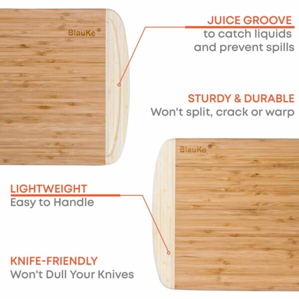 Shop Wyoming Large Wood Cutting Board for Kitchen 14×11 inch – Bamboo Chopping Board with Juice Groove – Wooden Serving Tray