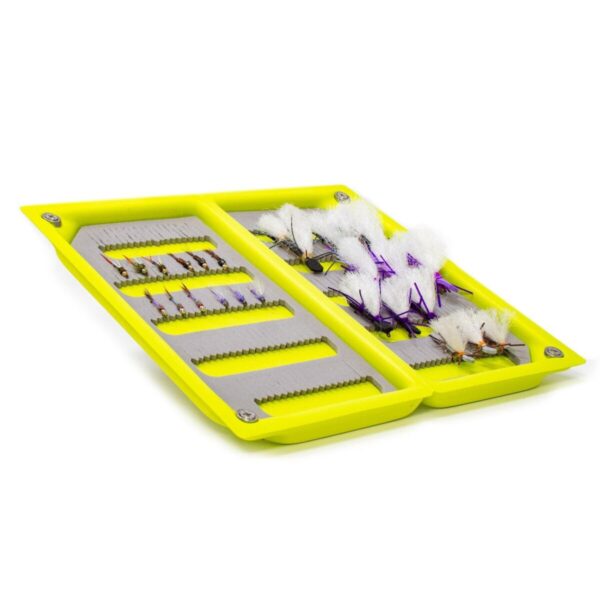 Shop Wyoming JHFLYCO Loaded Foam Fly Box – Hopper Dropper Assortment – Includes 50m 4X Fluoroflex Tippet