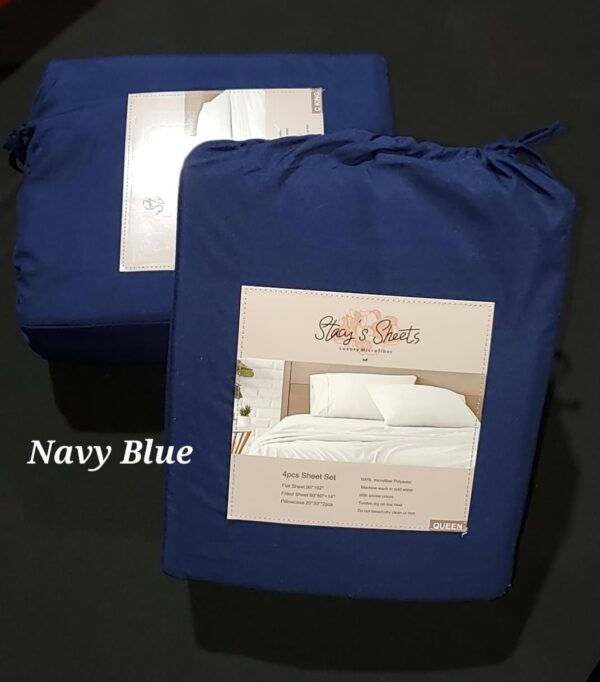 Shop Wyoming Luxurious Brushed Microfiber Bed Sheets – Navy Blue