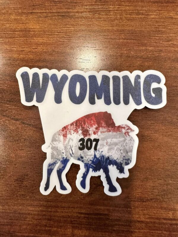 Shop Wyoming Exclusive Wyoming Buffalo Blue Design 3″ Sticker