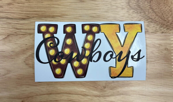 Shop Wyoming WY Cowboys Design 4.5″ Sticker