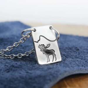 Shop Wyoming Moose  Necklace with Mountain