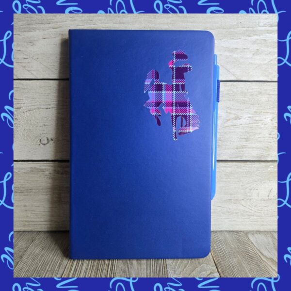 Shop Wyoming Big Bucking Horse Note Pad w/pen ~ Royal & Purple Plaid