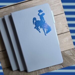 Shop Wyoming Big Bucking Horse Note Pad w/pen ~ Light Blue & Royal Glitter