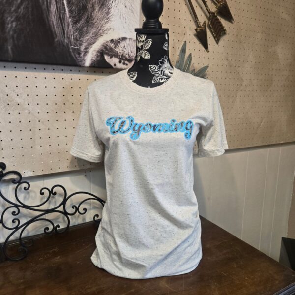 Shop Wyoming Wyoming Leopard Splash ~ Heather Oatmeal Bella Tee