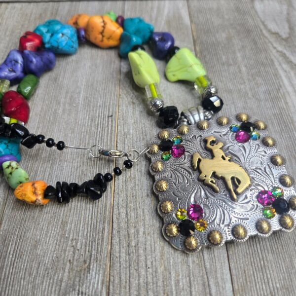 Shop Wyoming Multi-bright Howlite nugget Bucking Horse & Rider Pendant Necklace