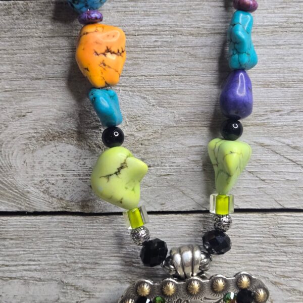 Shop Wyoming Multi-bright Howlite nugget Bucking Horse & Rider Pendant Necklace