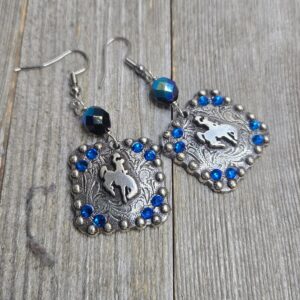 Shop Wyoming Bucking Horse & Rider®️ “Steamboat” Silver earrings ~ Capri Blue