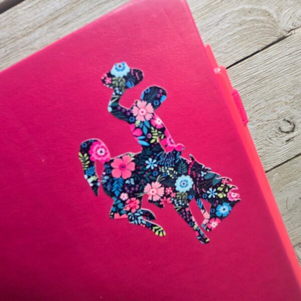 Shop Wyoming Big Bucking Horse Note Pad w/pen ~ Magenta & Summer Floral