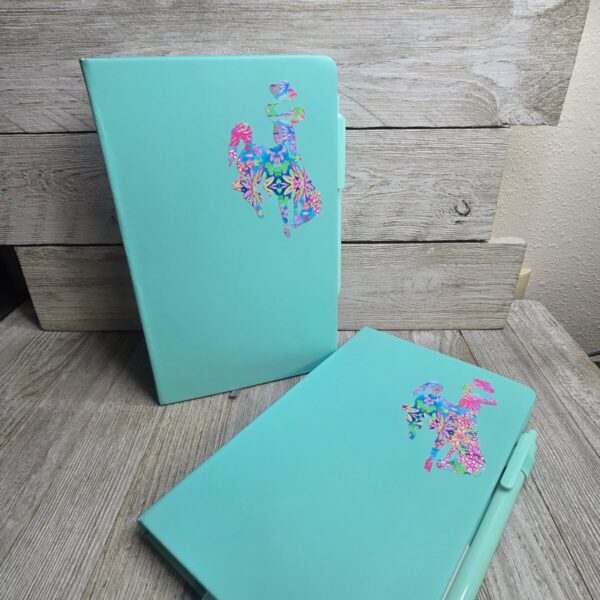 Shop Wyoming Big Bucking Horse Note Pad w/pen ~ Light Aqua & Tropical Floral