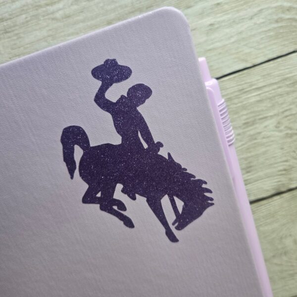Shop Wyoming Big Bucking Horse Note Pad w/pen ~ Lavender & Purple Glitter