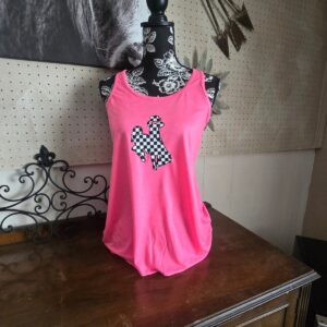 Shop Wyoming Checkered Bucking Horse Flowy Tank ~ Neon Pink