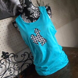 Shop Wyoming Checkered Bucking Horse wide strap tank ~ Tahiti Teal