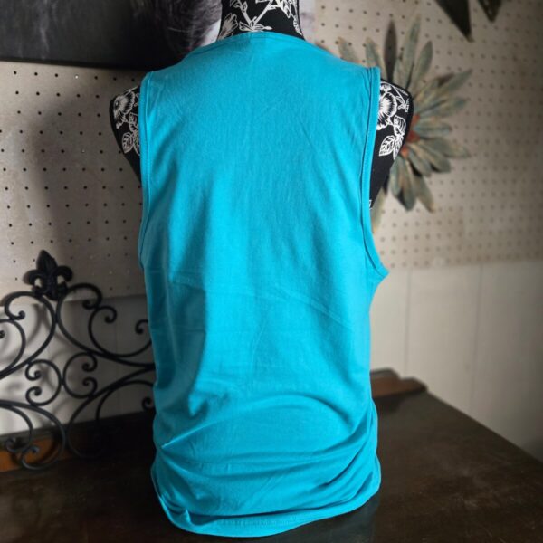 Shop Wyoming Checkered Bucking Horse wide strap tank ~ Tahiti Teal