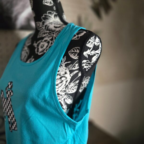 Shop Wyoming Checkered Bucking Horse wide strap tank ~ Tahiti Teal