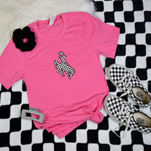 Shop Wyoming Checkered Bucking Horse Tee ~ Comfort Colors Neon Pink