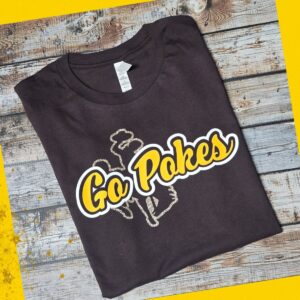 Shop Wyoming Go Pokes! ~ Steamboat ~ Bella Brown Tee