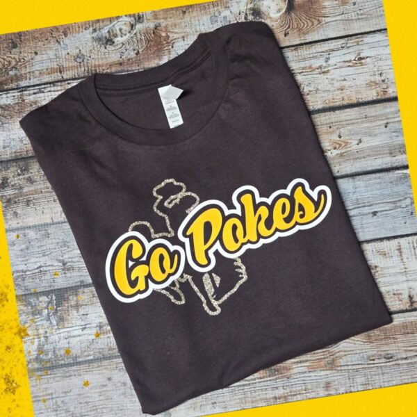 Shop Wyoming Go Pokes! ~ Steamboat ~ Bella Brown Tee