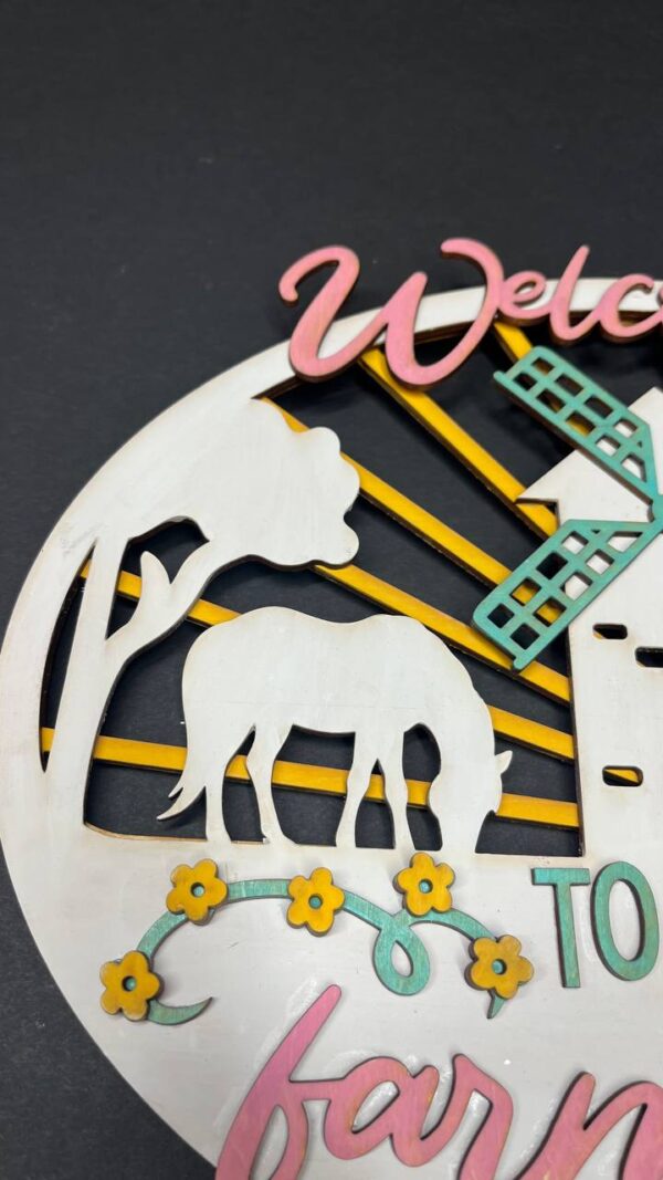 Shop Wyoming Welcome to Our Farmhouse Sign | Rustic Farmhouse Wall Decor | Farm Animal & Windmill Wooden Sign