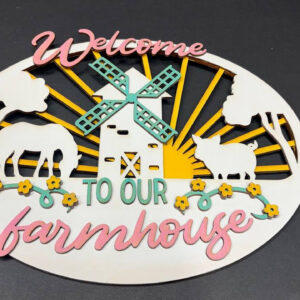 Shop Wyoming Welcome to Our Farmhouse Sign | Rustic Farmhouse Wall Decor | Farm Animal & Windmill Wooden Sign