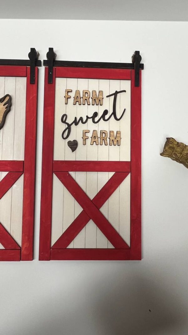 Shop Wyoming Rustic Barn Door “Farm Sweet Farm” Wooden Sign – Hand-Painted Farmhouse Wall Decor