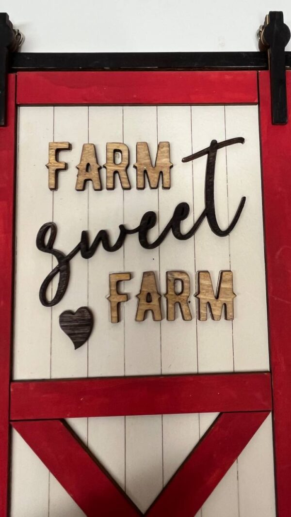 Shop Wyoming Rustic Barn Door “Farm Sweet Farm” Wooden Sign – Hand-Painted Farmhouse Wall Decor