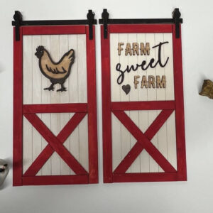 Shop Wyoming Rustic Barn Door “Farm Sweet Farm” Wooden Sign – Hand-Painted Farmhouse Wall Decor