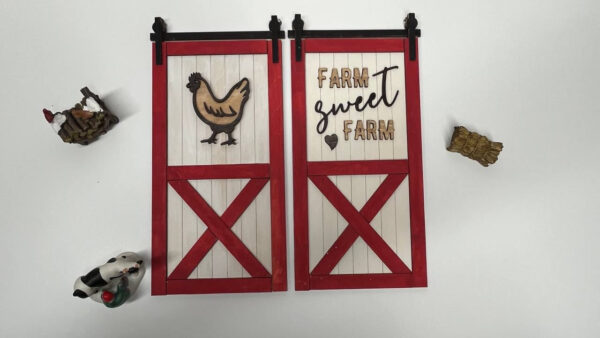Shop Wyoming Rustic Barn Door “Farm Sweet Farm” Wooden Sign – Hand-Painted Farmhouse Wall Decor