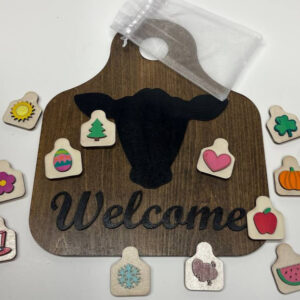 Shop Wyoming Interchangeable Cow Ear Tag Welcome Sign – Hand-Painted Door or Entryway Decor